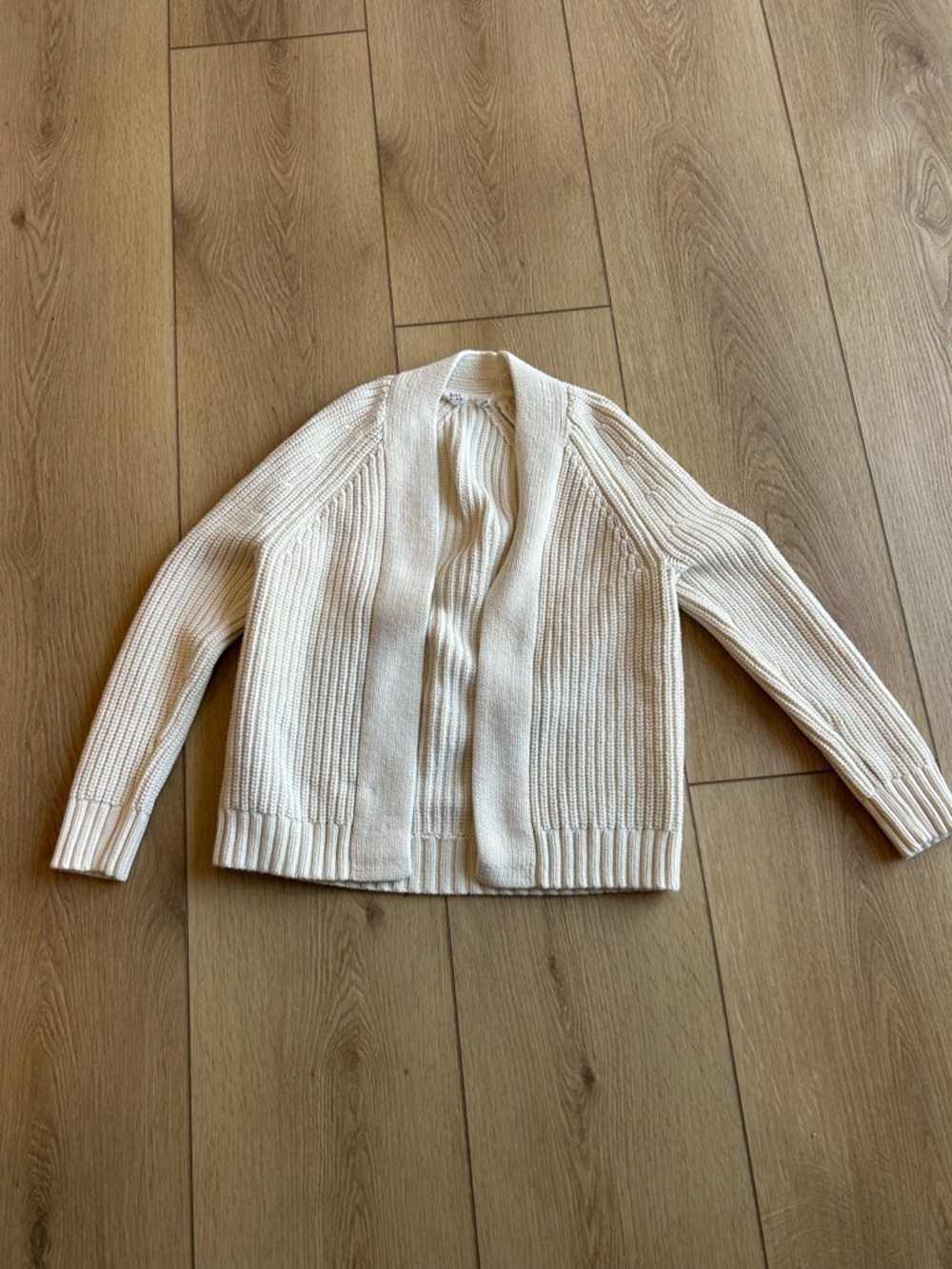 GAP Cream Ribbed Open-Front Cardigan